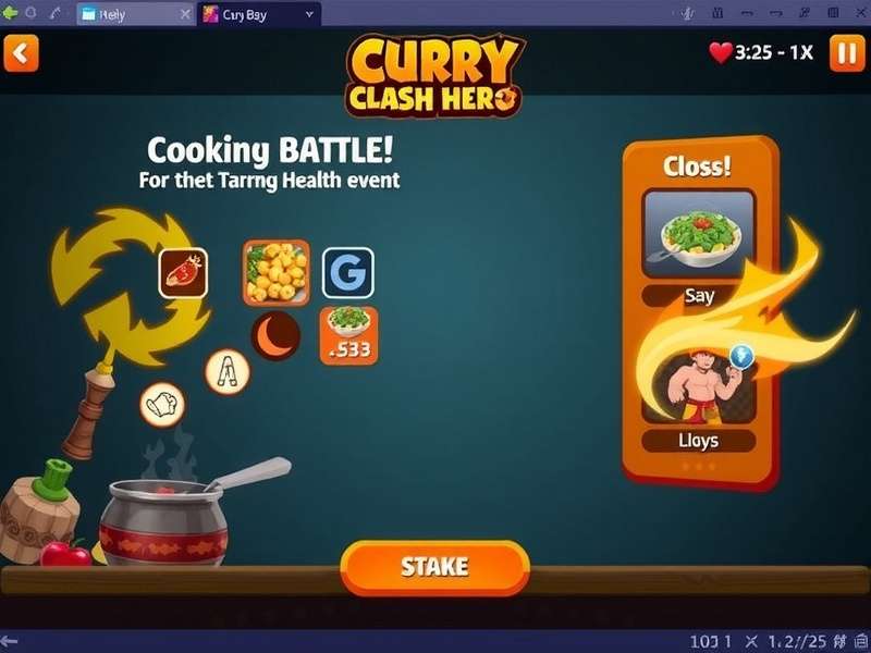 Curry Clash Hero gameplay screenshot showing cooking battle interface